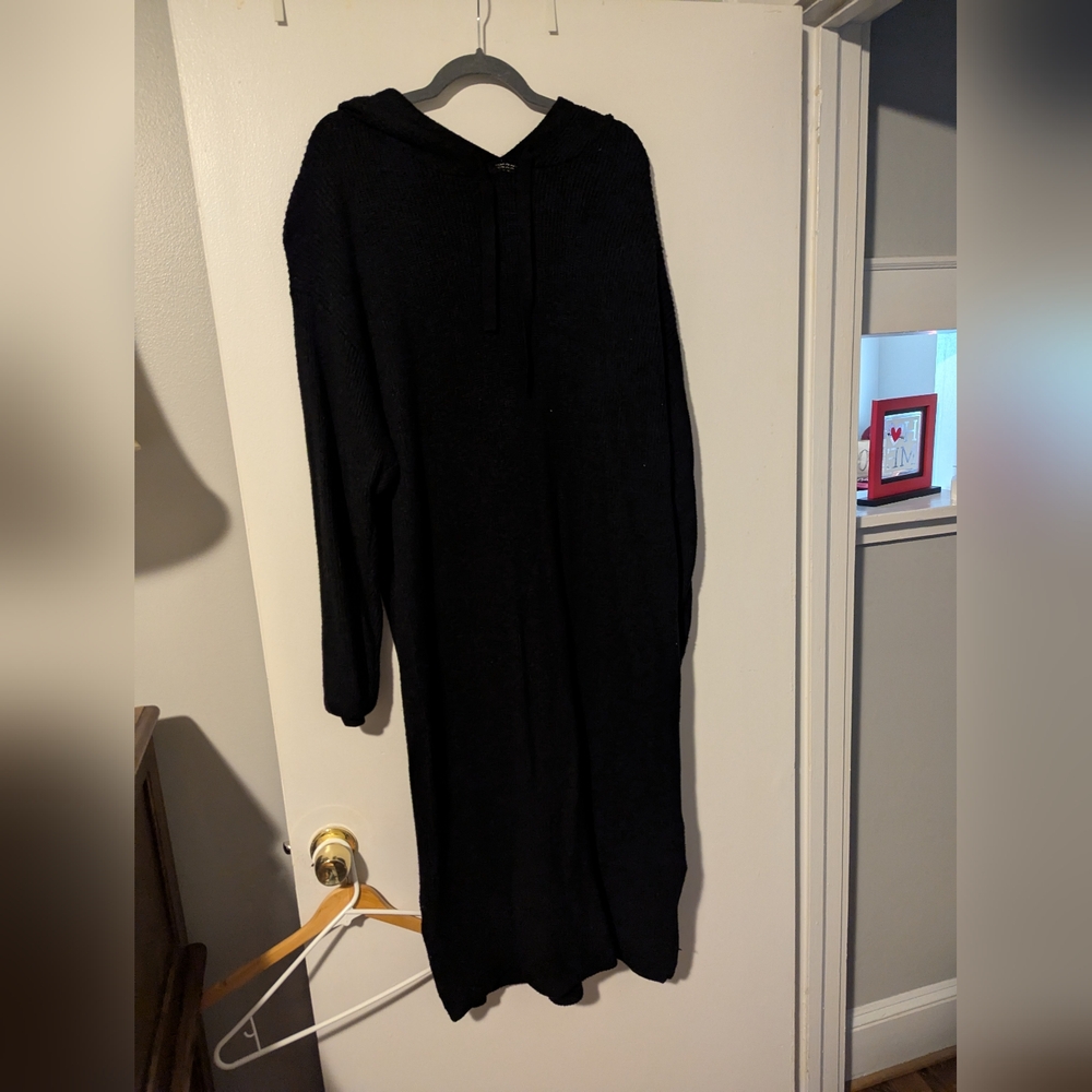 Black Hooded Sweater Dress